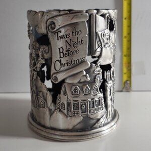 Vintage 90s Godinger Pewter "Twas the Night Before Christmas" candle votive